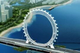 世界上最大无轴式摩天轮，天津白浪河大桥摩天轮