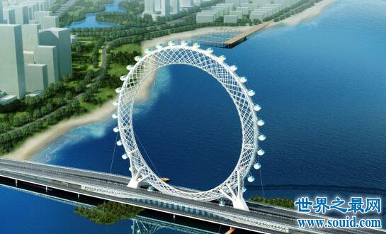 世界上最大无轴式摩天轮，天津白浪河大桥摩天轮(www.gifqq.com)
