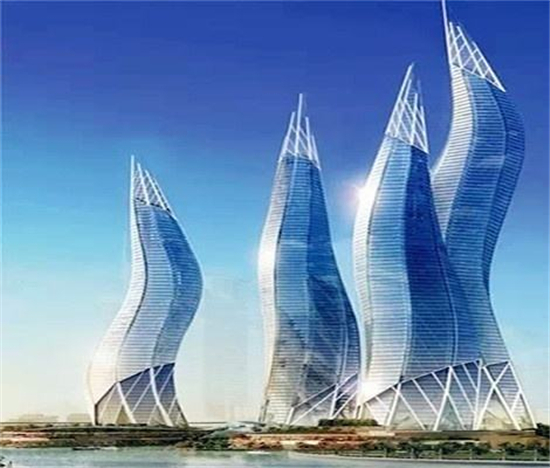 迪拜风中烛火大厦由多个建筑物组成，堪称最完美建筑