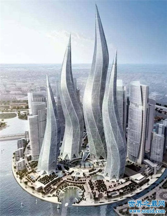 迪拜风中烛火大厦由多个建筑物组成，堪称最完美建筑(www.gifqq.com)