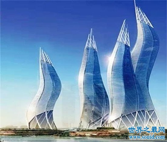 迪拜风中烛火大厦由多个建筑物组成，堪称最完美建筑(www.gifqq.com)