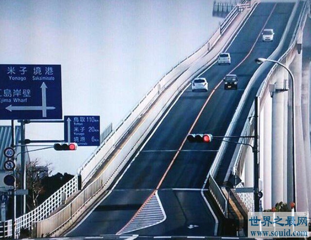 世界上最独特的大桥，江岛大桥的坡度为6.1%(www.gifqq.com)