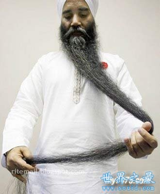 世界上最长的胡子，印度男子长4.26米(www.gifqq.com)