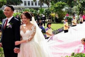 世界上最长新娘头纱，台湾白富美头纱(长6000米)