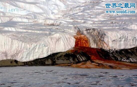 南极血瀑布揭开，含铁的液体被氧化造成的血红现象(www.gifqq.com)