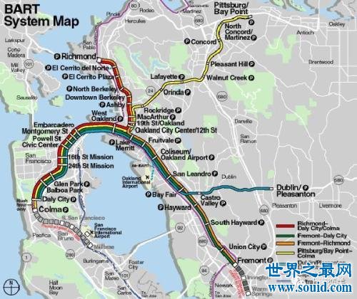 世界上最快的地铁，旧金山地铁最快128公里每小时(www.gifqq.com)