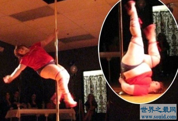 世界上最重的钢管舞娘，用行动证明胖子也能够跳的动钢管舞(www.gifqq.com)
