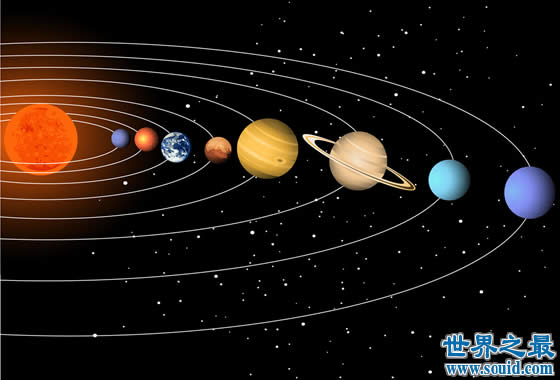 太阳系中最大的行星，木星(是地球的1000倍)(www.gifqq.com)