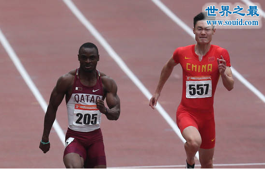100米亚洲纪录达9.91秒，卡塔尔牛人一飞冲天(www.gifqq.com)